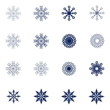 A set of isolated vector snowflakes for design Stock Illustration