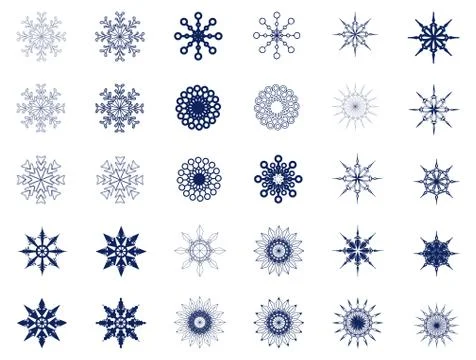 A set of isolated vector snowflakes for design Stock Illustration