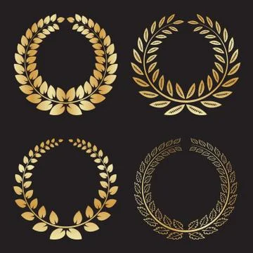 Set of isolated wreath logos Stock Illustration
