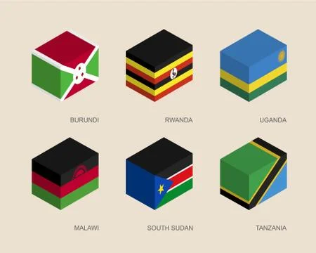 Set of isometric 3d boxes with flags 스톡 일러스트
