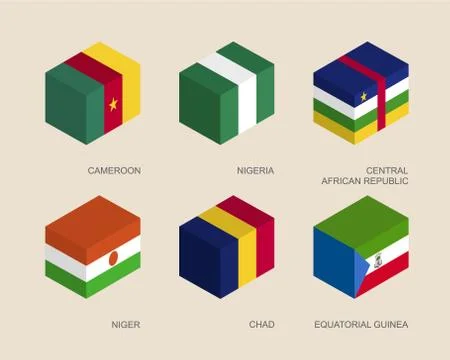 Set of isometric 3d boxes with flags 스톡 일러스트