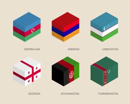 Set of isometric 3d boxes Stockillustratie