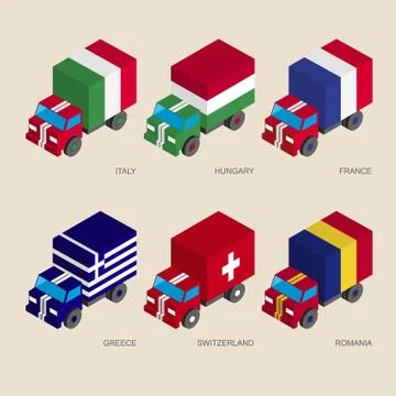 Set of isometric 3d cargo Stock Illustration