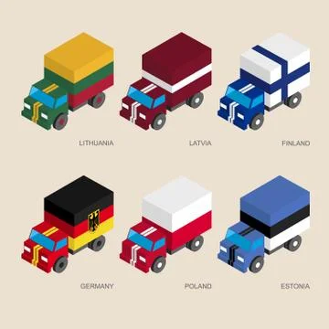 Set of isometric 3d cargo Stock Illustration