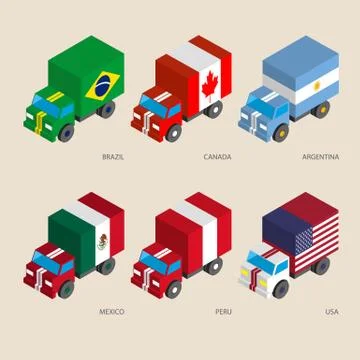 Set of isometric 3d cargo Stock Illustration