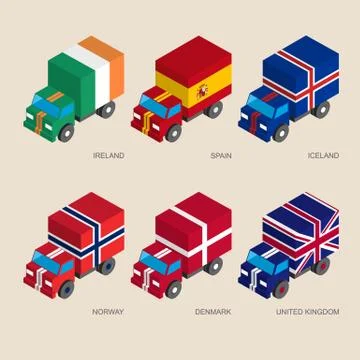 Set of isometric 3d cargo 스톡 일러스트