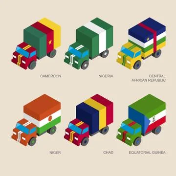 Set of isometric 3d cargo Stock Illustration