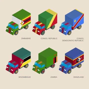 Set of isometric 3d cargo Stock Illustration
