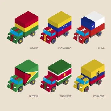 Set of isometric 3d cargo Stock Illustration