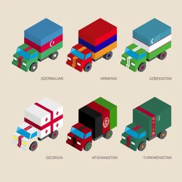 Set of isometric 3d cargo Stock Illustration