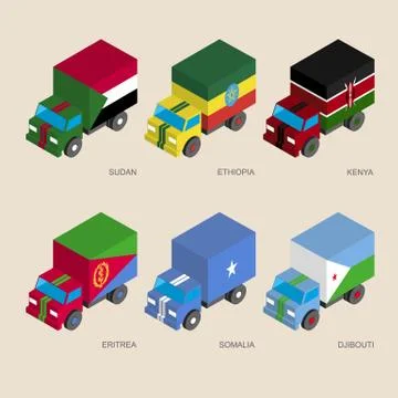 Set of isometric 3d cargo Stock Illustration