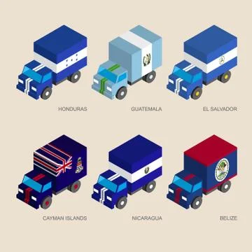 Set of isometric 3d cargo Stock Illustration