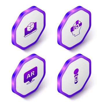 Set Isometric 3d modeling, Virtual reality glasses, Augmented AR and VR Stock Illustration
