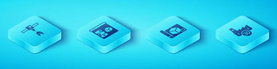 Set Isometric 3D printer house, , Printing industry and Graphing paper for en Stock Illustration