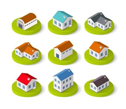 Set of isometric 3D Set of isometric 3D icons house home. Residence buildi... Fotos de archivo