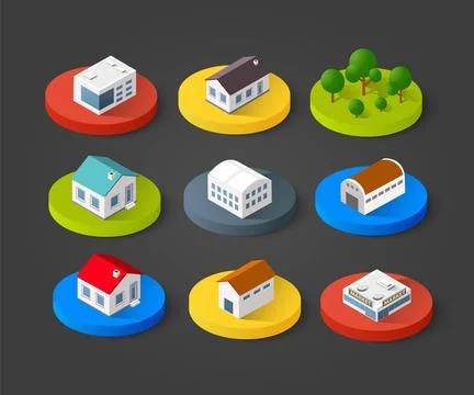 Set of isometric 3D Set of isometric 3D icons house home. Residence buildi... Stock Photos