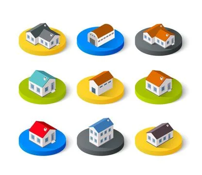 Set of isometric 3D Set of isometric 3D icons house home. Residence buildi... Stock Photos
