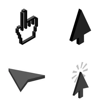 Set of isometric 3d web cursors and click icons Stock Illustration