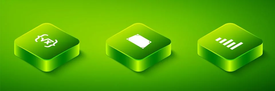 Set Isometric Acute trapezoid shape, Graph, schedule, chart, diagram and Sq.. Stock Illustration