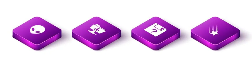 Set Isometric Alien, FTP folder download, Unknown document and Falling star i Illustrazione stock