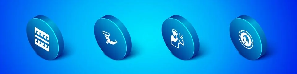 Set Isometric Ancient Greek pattern, Zeus, coin and Hunting horn icon. Vector Stock Illustration