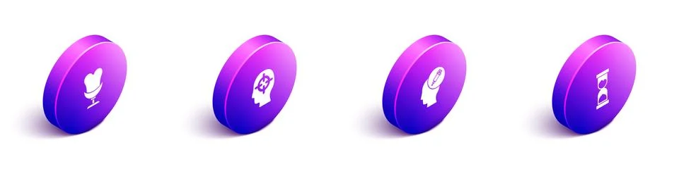 Set Isometric Armchair, Finding problem, Addiction to the drug and Old hourglass Stock Illustration