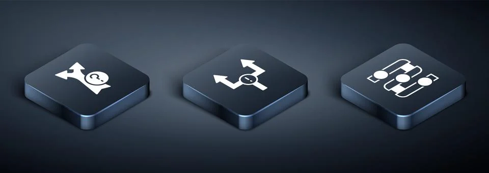 Set Isometric Arrow, Graph, chart, diagram and icon. Vector Stock Illustration