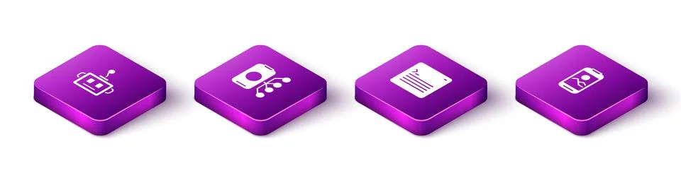 Set Isometric Artificial intelligence robot, Neural network, Web developer .. Stockillustratie