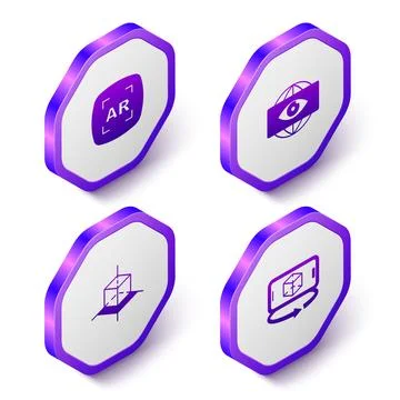 Set Isometric Augmented reality AR, Big brother electronic eye, 3d modeling and Stock Illustration