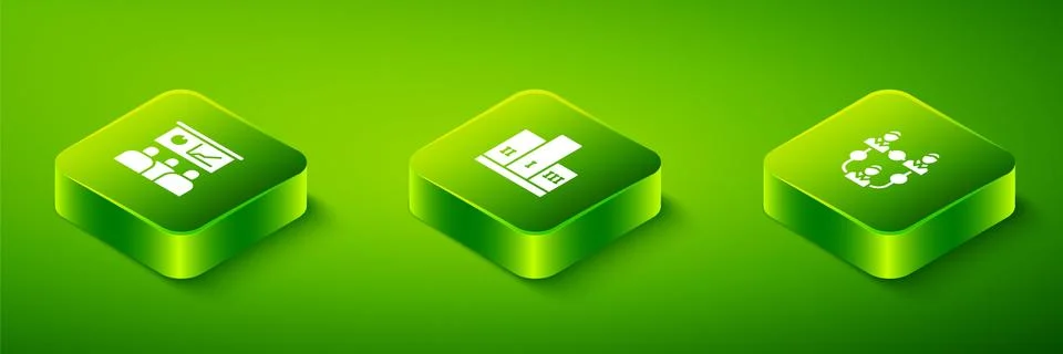 Set Isometric Award over winner podium, Project team base and Training Stock Illustration