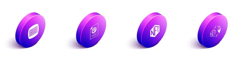Set Isometric Binary code, NFT contract, Digital crypto art and Ethereum 스톡 일러스트