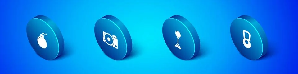 Set Isometric Bomb ready to explode, Joystick for arcade machine, Kettlebell and Illustrazione stock