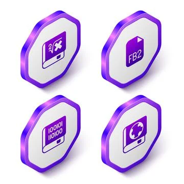 Set Isometric Book with mathematics, FB2 File, Books about programming and Earth Stock Illustration