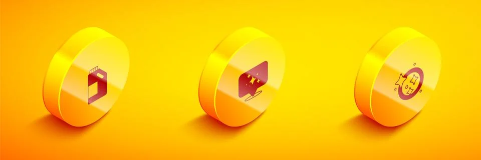 Set Isometric Bottle for cleaning agent, Home service and Washing dishes icon Stock Illustration