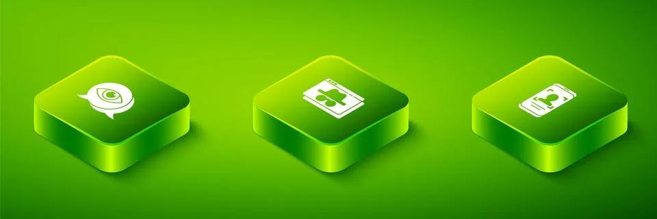 Set Isometric Browser incognito window, Mobile and face recognition and Eye scan Stock Illustration