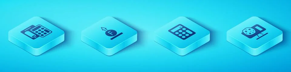 Set Isometric Calculator, Force of physic formula, Genetic engineering and .. Stock Illustration