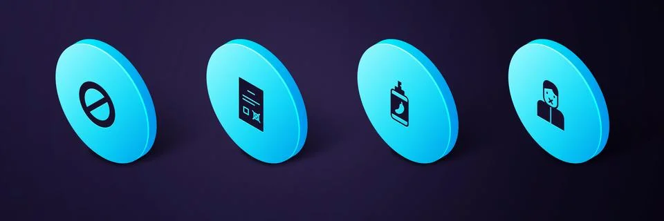 Set Isometric Censor and freedom of speech, Pepper spray, Poll document and Ban Stock Illustration