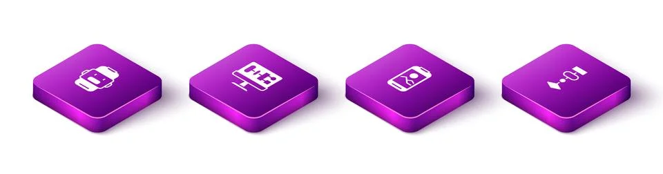 Set Isometric Chat bot, Algorithm, Mobile phone and icon. Vector イラスト素材