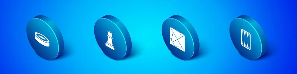 Set Isometric Checker game chips, Rubik cube, Backgammon board and Chess icon Stock Illustration
