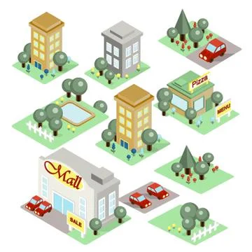 Set of the Isometric City Illustrazione stock