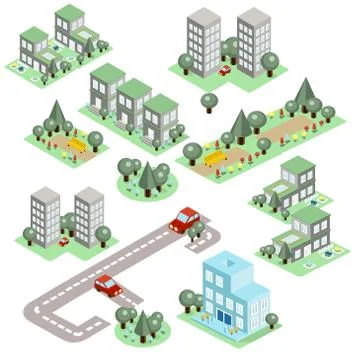 Set of the Isometric City Illustrazione stock
