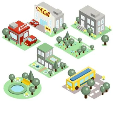 Set of the Isometric City Illustrazione stock