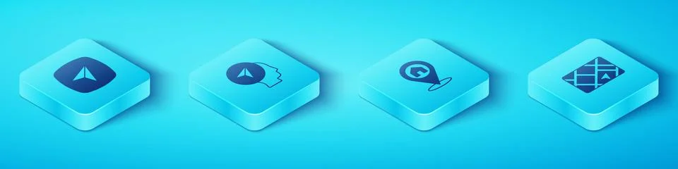 Set Isometric City map navigation, Map marker with human, Gps device and Lo.. Stock Illustration