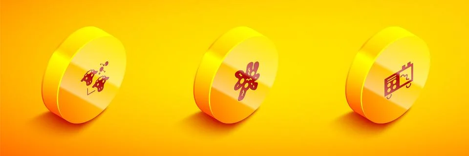 Set Isometric Cloning, Cell and Spectrometer icon. Vector Stock Illustration