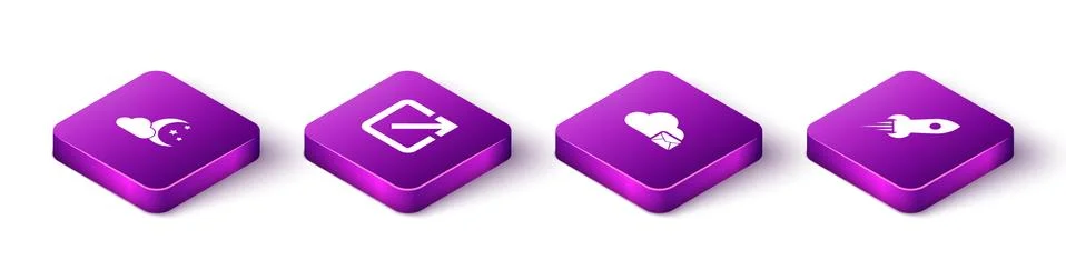 Set Isometric Cloud with moon and stars, Open in new window, mail server and 스톡 일러스트