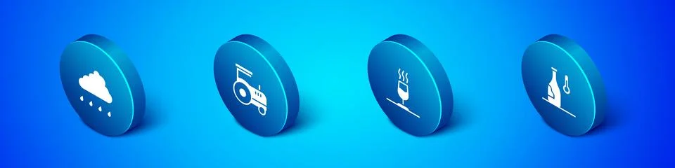 Set Isometric Cloud with rain, Wine tasting, degustation, temperature and Tra Stock Illustration
