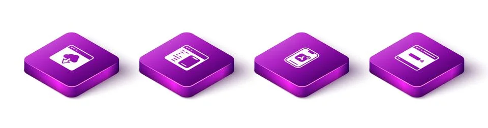 Set Isometric Cloud technology data transfer, Software, Mobile Apps and Search Stock Illustration