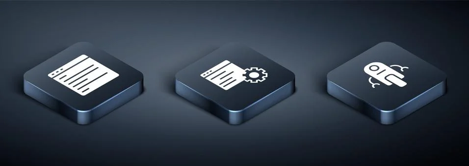 Set Isometric Computer api interface, Robot and icon. Vector イラスト素材