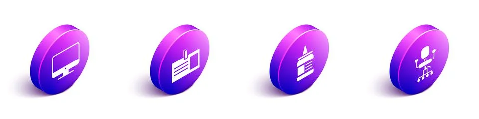 Set Isometric Computer monitor screen, Identification badge, Glue and Office Illustrazione stock