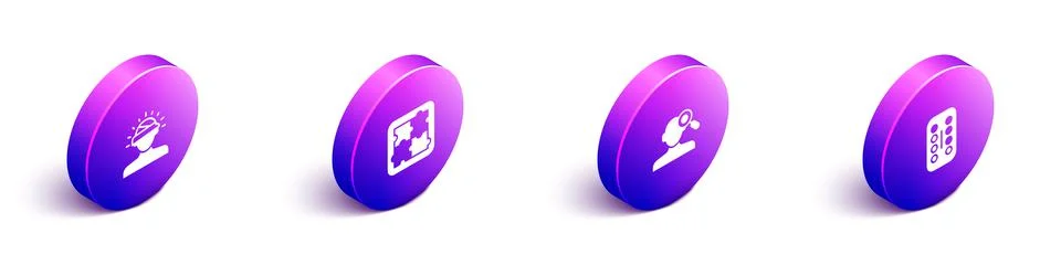 Set Isometric Concussion, headache, Solution problem in psychology, Finding and Illustrazione stock